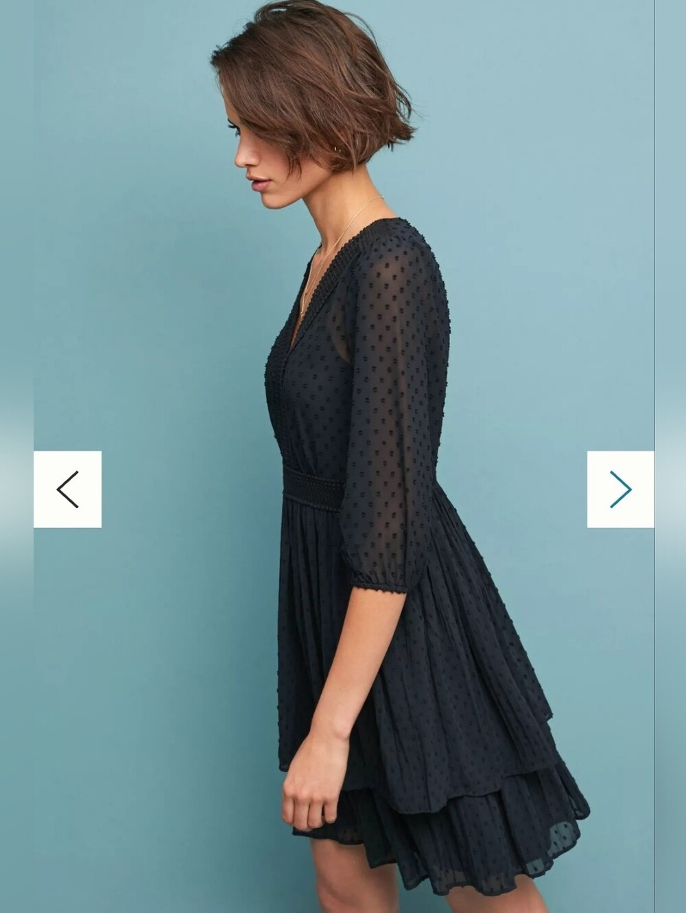 Anthropologie Black Tiered V-Neck Midi Dress - Picture 11 of 13